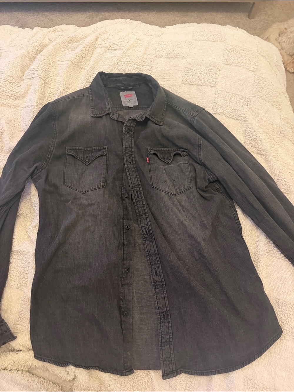 Levi's Men's Washed Black Denim Button-Front Shirt